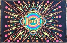 POSTER Blacklight  ''LOVE''  by TOM GATZ  Printed by Pro Arts Inc. - 1970