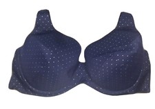 Catherines Plus Bra Full Coverage Navy Blue Gold Polka Dot Underwire 52DDD
