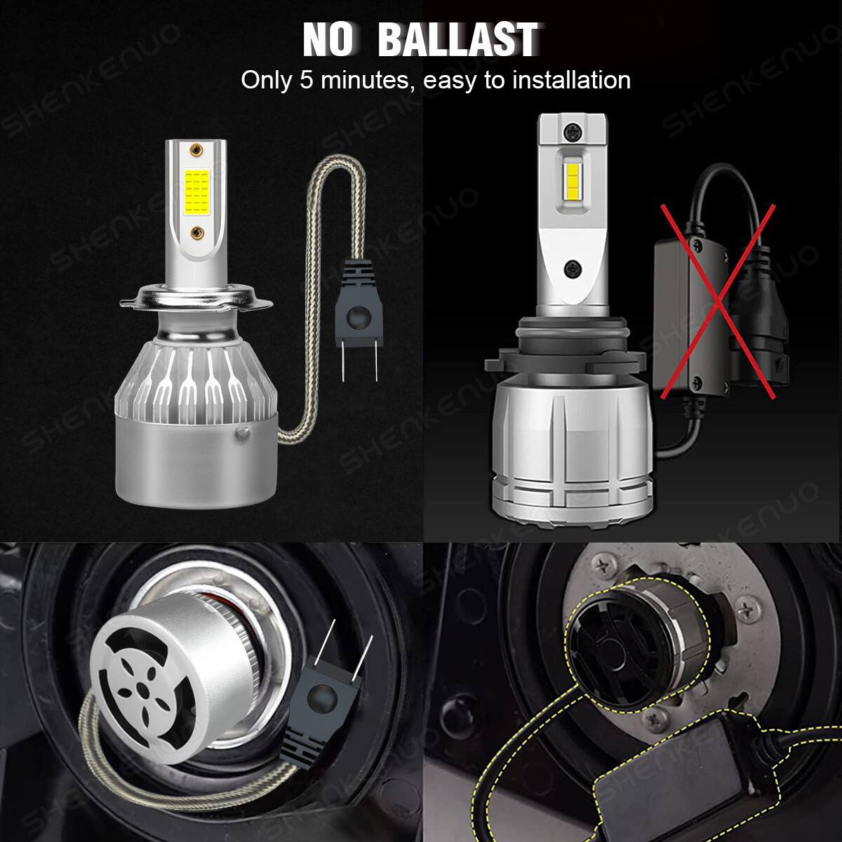 SHNEKENUO H7 LED Headlight Bulbs Kit 12000LM For Honda CBR600RR 2003-2015 & CBR600F4i 01-06 – 6000K White 5-Year Warranty