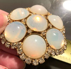 Vintage LARGE Stunning Moonstone Rhinestone Gold Tone Brooch Pin - Gorgeous! #44 — photo 3