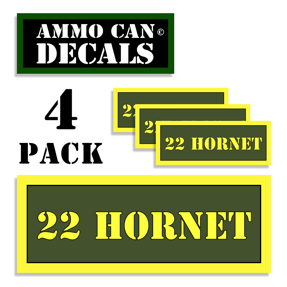 22 HORNET Ammo Can Label Ammunition Caliber sticker decals 4 pack AG 3