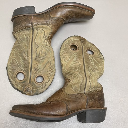 Ariat Heritage Roughstock Stiefel Herren 9,5 D Braun Leder Cowboy Western Eckig - Bild 6 von 17