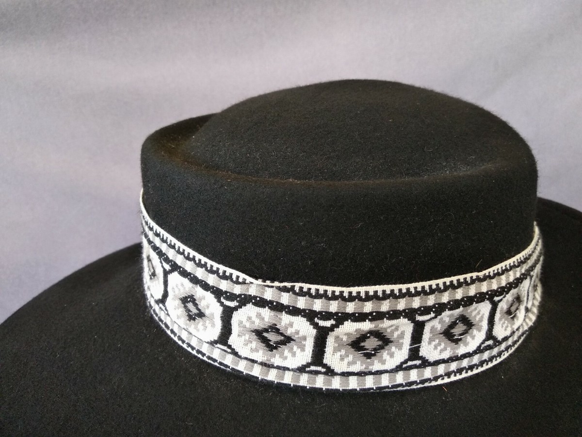 Vintage 50\'s/60\'s Old Hollywood 100% Wool Lancaster Retro Hat Vintage LANCASTER Black 100% Wool Hat With Black/White/Gray  main image 2