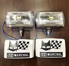 Rare Sev Marchal 850 Gt Fog Lights Clear Lens Gold Cat With White Covers Pair