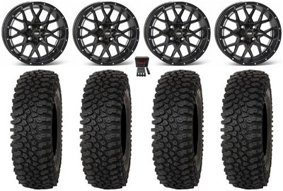 ITP Hurricane 15'' Wheels Black 33'' Roctane ST Tires Kawasaki Mule Pro FXT KRX /
