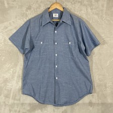 True Vtg 1970s Big Mac JCPenney Chambray Shirt Mens Large Selvedge Denim 70s