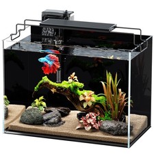5 Gallon Fish Tank Aquarium Kit with HOB Filter, Light with Timer, Lid, Sipho...