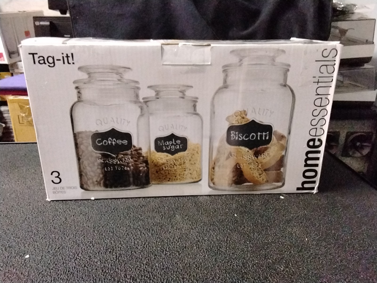 Glass Canister Set 3pcs Kitchen Bathroom Food Storage with Airtight Lid