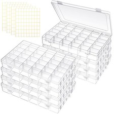 8 Pack 36 Grids Clear Plastic Organizer Storage with Adjustable Dividers Smal...