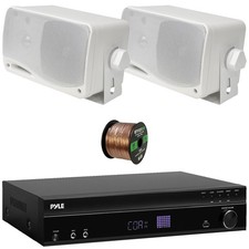 Pyle PT875BT FM Radio Audio Receiver, 2x 3.5'' 200W Max 3-Way Speakers, Wire