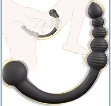 Juguetes sexuales con cuentas anales vibratorias de doble extremo y masajeador