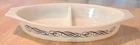 Pyrex Divided Serving Dish 1.5 Quart Black Scroll Vintage