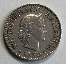 Switzerland 10 Rappen 1952 - Helvetia - Roman Goddess Libertas
