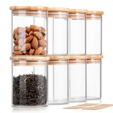 12 Oz Glass Jars with Bamboo Lid 3mm Thick Upgrade Clear 8 Pack  Airtight,