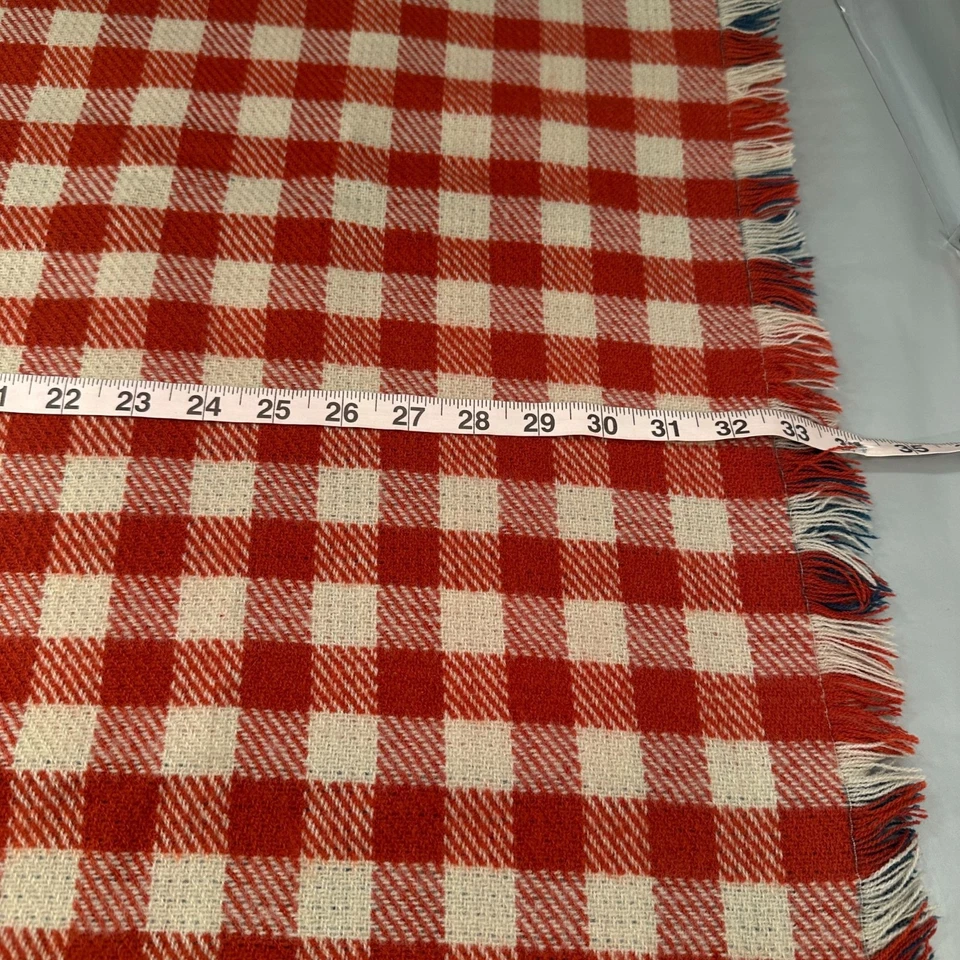 LL Bean Picnic Throw Blanket Plaid Fringe Patriotic Soft Red Blue White - Image 3 of 4