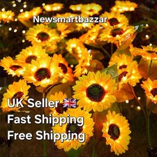 3 Heads Sunflower Lights Garden LED Solar Stake Waterproof Outdoor Decor 3pcs