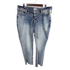 Maurices Kick Boot Ankle Jeans High Rise Button Fly Light Wash Raw Hem Women 20W