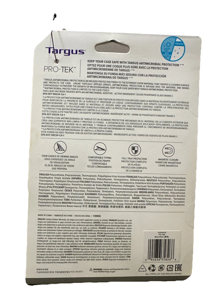 New Targus Pro-Tek For IPad Mini 6 Case Black THZ911US Antimicrobial Protection - Image 2 of 3
