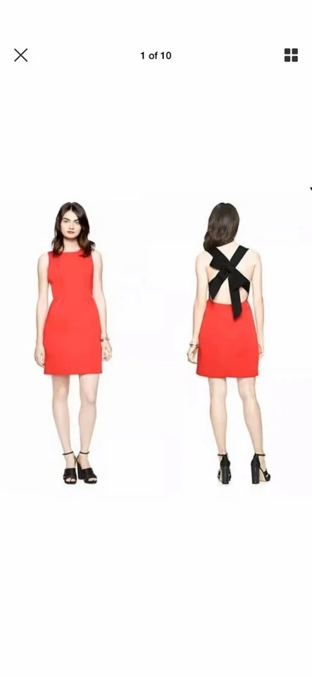 Vestido KATE SPADE con lazo trasero elegante rojo y negro talla 6 fiesta de San Valentín Foto 2 de 4