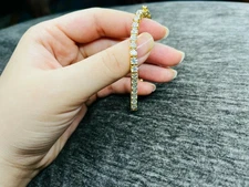 Round Cut 6.50 Ct Natural Diamond Tennis Link Bracelet 14K Solid Yellow Gold 7.5