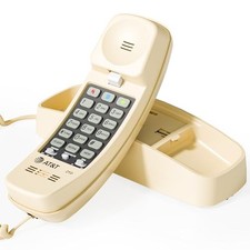AT T TRIMLINE 210 Corded Home Phone, No AC Power Required, Improved Easy-Wall-Mo