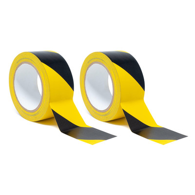 Singhal 2 Pack Floor Marking Tape 50mm x 14m Yellow/Black Hazard Safety PVC