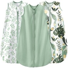Baby Sleep Sack 0-6 - 100 Organic Cotton, 3 Pack with Two-Way Zipper