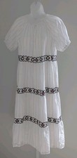 Madewell Size XS Keyhole Tiered Midi Dress In Stripe Embroidery Lined
