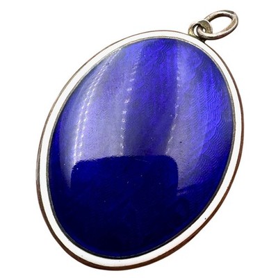 Antique Sterling Silver Blue White Guilloche Enamel Picture Locket or Compact?