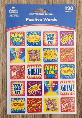 Positive Words Motivational Sticker Sheet NEW (120 Stickers)