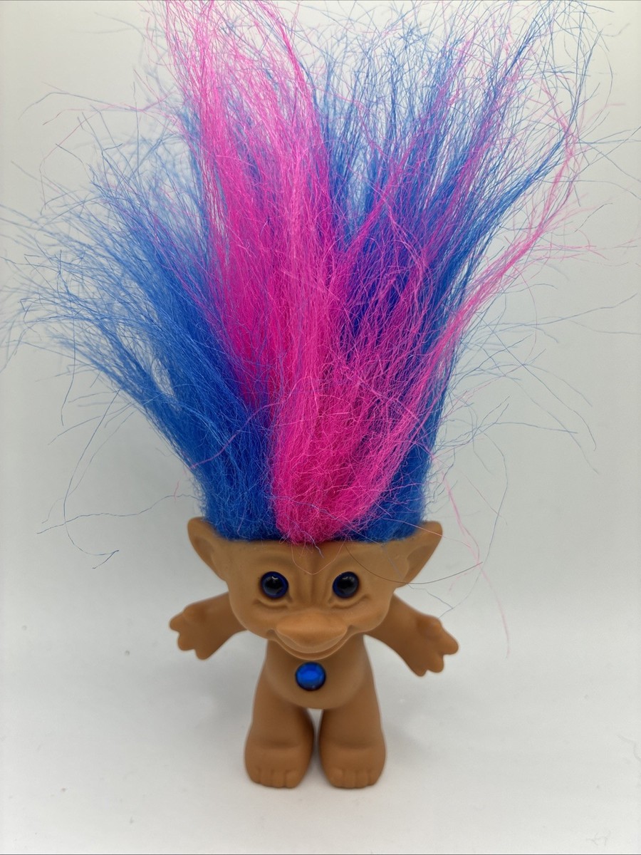 Vintage 1998 Galoob Treasure Troll Spritsy Troll Doll Blue & Pink