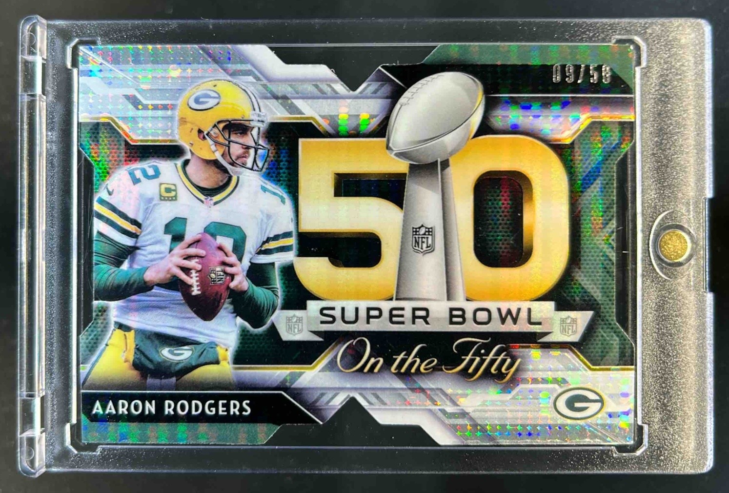 2015 Topps Chrome Aaron Rodgers Super Bowl 50 Die Cut Pulsar Refractor #/50