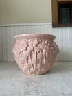 1930s Vintage McCoy Art Pottery Pink Leaf Berry Basketweave 10 1/2" Jardiniere