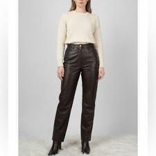 Vintage Y2K Lauren Ralph Lauren Chestnut Leather Moto Pants