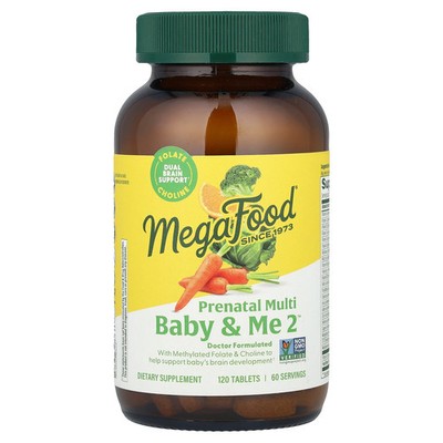 MegaFood Baby  Me 2 120 Tablets Dairy-Free, Gluten-Free, Kosher, NSF Certified,