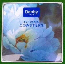 DENBY SET OF 6 BLUE FLORAL COASTERS - SEALED.