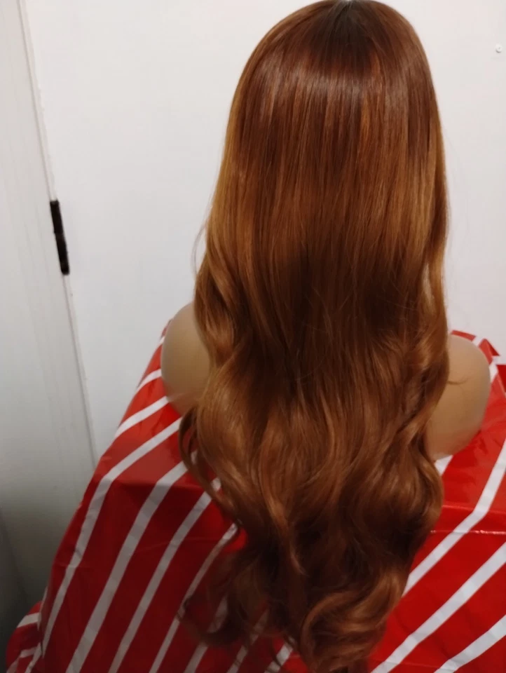 Peruca sintética avermelhada auburn com franjas f - Imagem 3 de 4