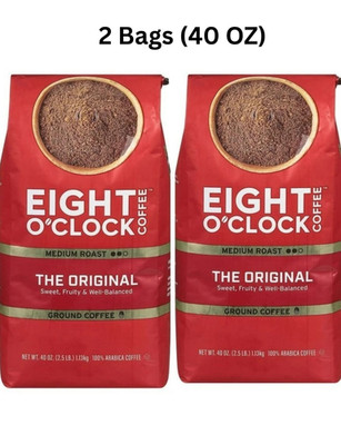 2 pack Eight O'Clock The Original Medium-Dark Roast Ground Coffee, 40 oz. each.