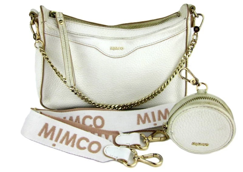 Mimco Jett White Leather Crossbody Bag Combo Wide Webbing Coin Purse Chain - image 2 of 4