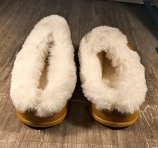 WOMEN'S PLATFORM MINI BOOTS SUEDE FUR LINED SLIP ON SLIPPERS