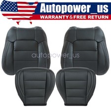 For 2015-23 Ford Mustang Driver Passenger Perforated Leather Seat Cover Black