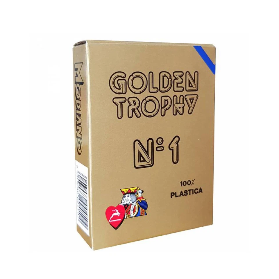 Doré Trophy Bleu Poker Cartes de Jeu Pont N1 Plastique Modiano Made IN Italy Ne - Photo 2/4