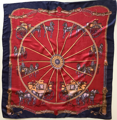 (Ein roter Reiter Trainer Design handgenäht 28 Zoll Vintage 100 % Seide Schal