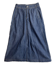 Eddie Bauer Maxi Blue Denim Skirt 32" Long w/ Pockets Size 6