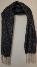 FA&A Black & White Scarf Shaw with White Fringe New In Package🧣