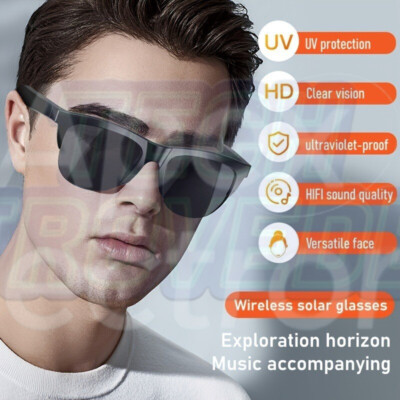 Smart Wireless Sunglasses w/Call/Music, HD UV Lens, Sports-Ready Touch Control