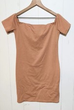 Forever 21 Contemporary Dress Womens L Brown Tan Off Shoulder Bodycon Mini