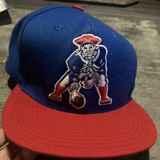 Vintage New England Patriots Hat Cap Snapback Blue Wool NFL Mitchell Ness Mens