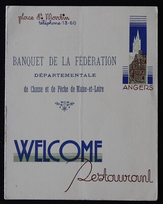 Menü COINTREAU Bankett Verband Jagd Angeln ANGERS Welcome Restaurant Karte