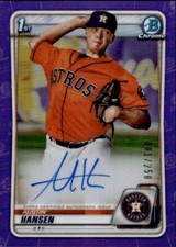 2020 Bowman Chrome Prospect Autographs Purple Refractors Austin Hansen 1/250